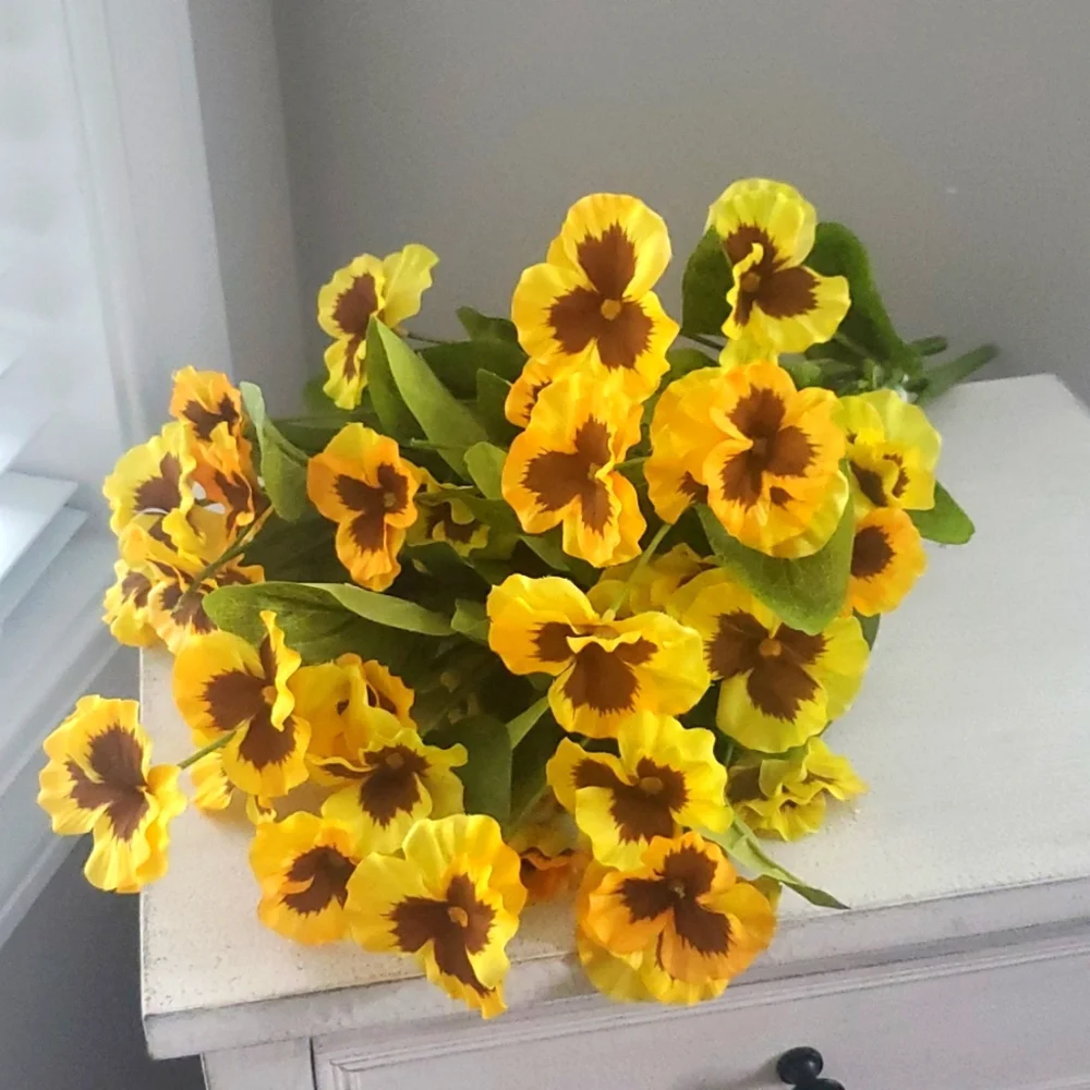 4 pc. SPRING FAUX PANSY FLOWERS